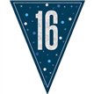 9ft GLITZ BLUE 16TH BIRTHDAY FLAG BANNER