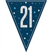 9ft GLITZ BLUE 21ST BIRTHDAY FLAG BANNER