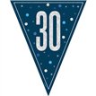 9ft GLITZ BLUE 30TH BIRTHDAY FLAG BANNER