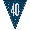 9ft GLITZ BLUE 40TH BIRTHDAY FLAG BANNER