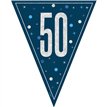 9ft GLITZ BLUE 50TH BIRTHDAY FLAG BANNER
