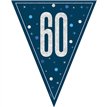 9ft GLITZ BLUE 60TH BIRTHDAY FLAG BANNER
