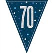 9ft GLITZ BLUE 70TH BIRTHDAY FLAG BANNER
