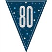 9ft GLITZ BLUE 80TH BIRTHDAY FLAG BANNER