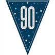 9ft GLITZ BLUE 90TH BIRTHDAY FLAG BANNER