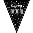 9ft GLITZ BLACK HAPPY BIRTHDAY FLAG BANNER