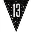 9ft GLITZ BLACK 13TH BIRTHDAY FLAG BANNER