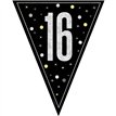 9ft GLITZ BLACK 16TH BIRTHDAY FLAG BANNER