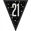 9ft GLITZ BLACK 21ST BIRTHDAY FLAG BANNER