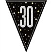 9ft GLITZ BLACK 30TH BIRTHDAY FLAG BANNER