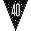 9ft GLITZ BLACK 40TH BIRTHDAY FLAG BANNER