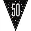 9ft GLITZ BLACK 50TH BIRTHDAY FLAG BANNER