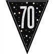 9ft GLITZ BLACK 70TH BIRTHDAY FLAG BANNER