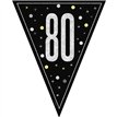 9ft GLITZ BLACK 80TH BIRTHDAY FLAG BANNER