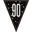 9ft GLITZ BLACK 90TH BIRTHDAY FLAG BANNER