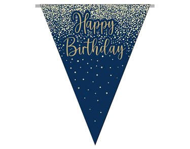 3.9m HAPPY BIRTHDAY NAVY AND GOLD PARTY BUNTING