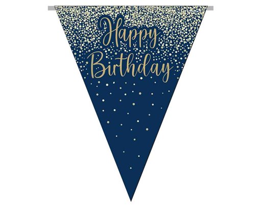 3.9m HAPPY BIRTHDAY NAVY AND GOLD PARTY BUNTING