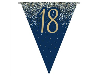 3.9m 18th BIRTHDAY NAVY AND GOLD PARTY BUNTING