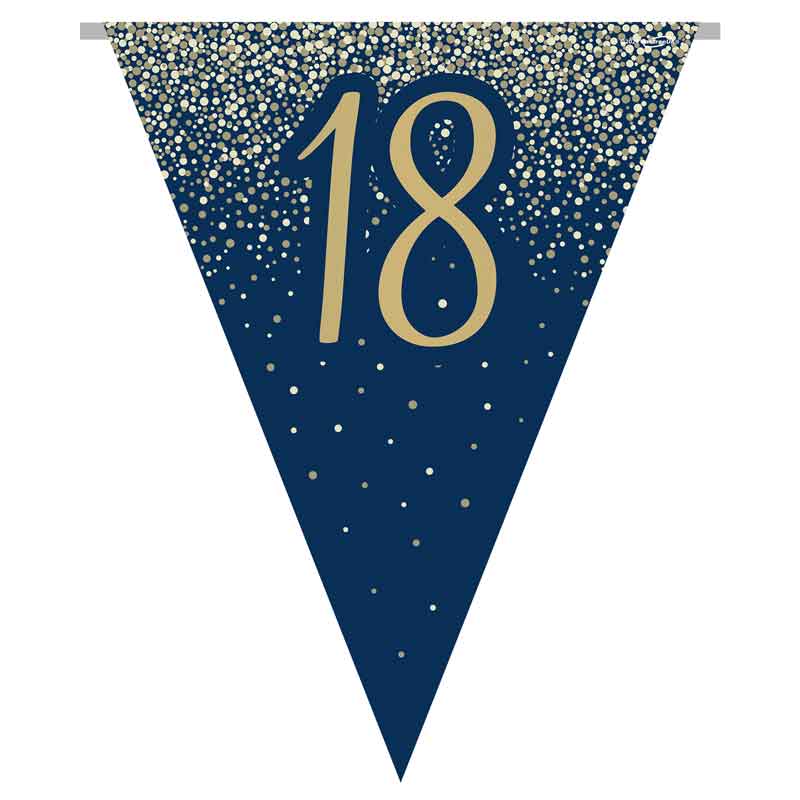 3.9m 18th BIRTHDAY NAVY AND GOLD PARTY BUNTING