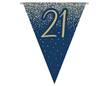3.9m 21ST BIRTHDAY NAVY AND GOLD PARTY BUNTING