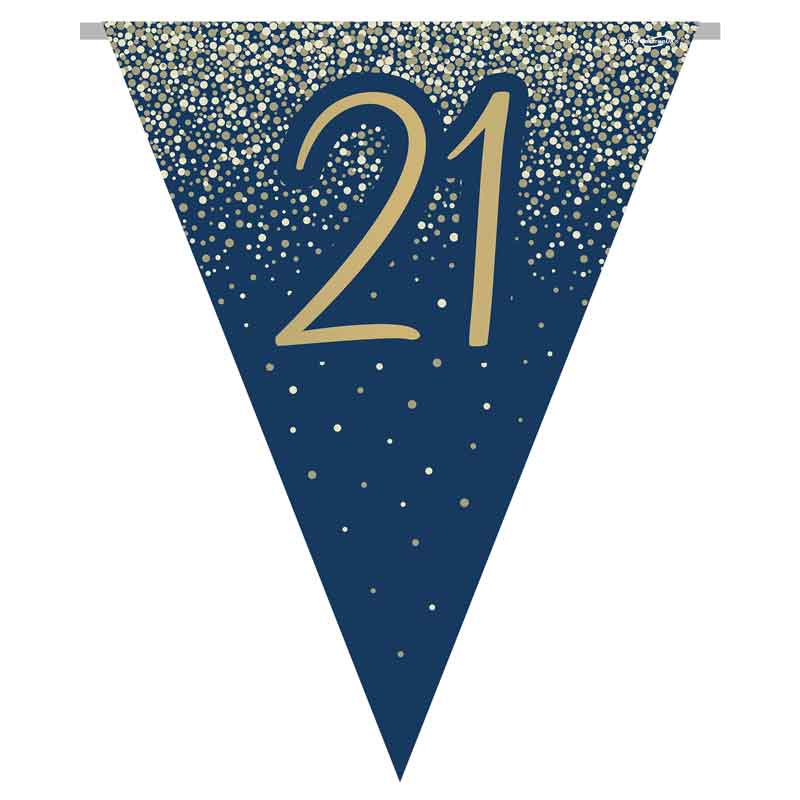3.9m 21ST BIRTHDAY NAVY AND GOLD PARTY BUNTING