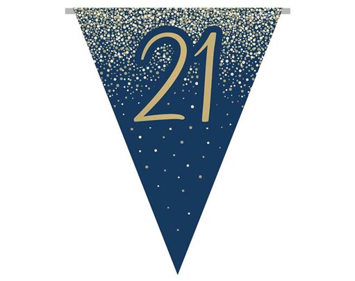 3.9m 21ST BIRTHDAY NAVY AND GOLD PARTY BUNTING