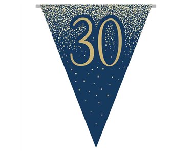3.9m 30TH BIRTHDAY NAVY AND GOLD PARTY BUNTING