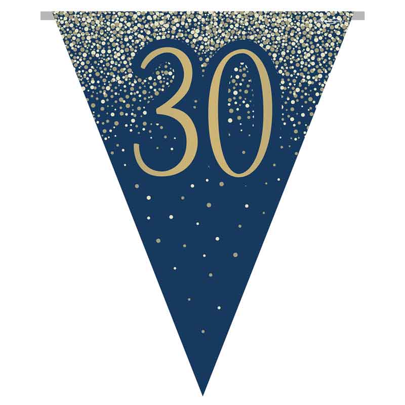 3.9m 30TH BIRTHDAY NAVY AND GOLD PARTY BUNTING