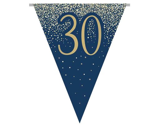 3.9m 30TH BIRTHDAY NAVY AND GOLD PARTY BUNTING