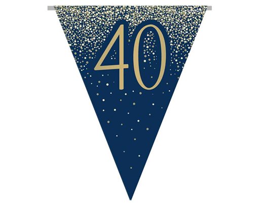 3.9m 40TH BIRTHDAY NAVY AND GOLD PARTY BUNTING