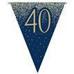 3.9m 40TH BIRTHDAY NAVY AND GOLD PARTY BUNTING