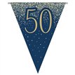 3.9m 50TH BIRTHDAY NAVY AND GOLD PARTY BUNTING