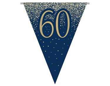 3.9m 60TH BIRTHDAY NAVY AND GOLD PARTY BUNTING