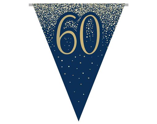 3.9m 60TH BIRTHDAY NAVY AND GOLD PARTY BUNTING