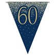3.9m 60TH BIRTHDAY NAVY AND GOLD PARTY BUNTING