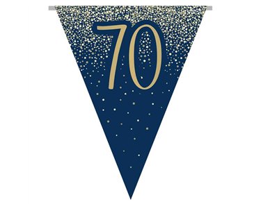 3.9m 70TH BIRTHDAY NAVY AND GOLD PARTY BUNTING