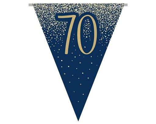 3.9m 70TH BIRTHDAY NAVY AND GOLD PARTY BUNTING