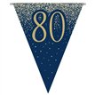 3.9m 80TH BIRTHDAY NAVY AND GOLD PARTY BUNTING