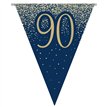 3.9m 90TH BIRTHDAY NAVY AND GOLD PARTY BUNTING