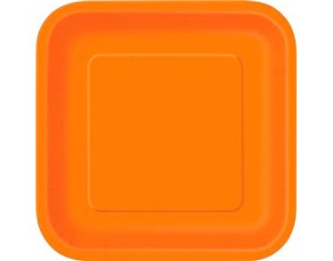 (14) 9IN ORANGE SQUARE PLATES