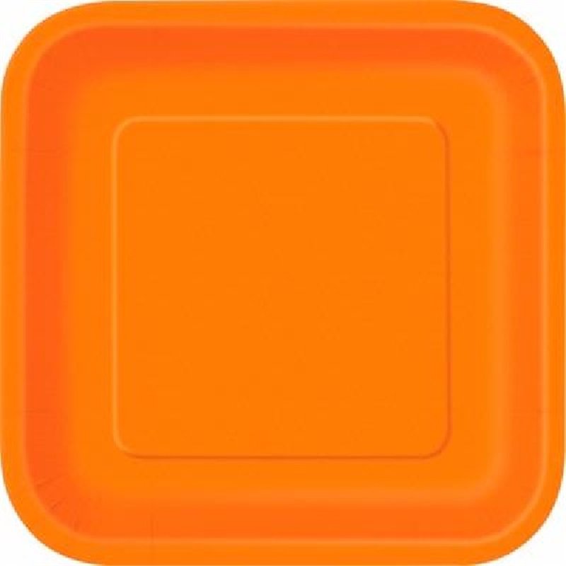 (14) 9IN ORANGE SQUARE PLATES