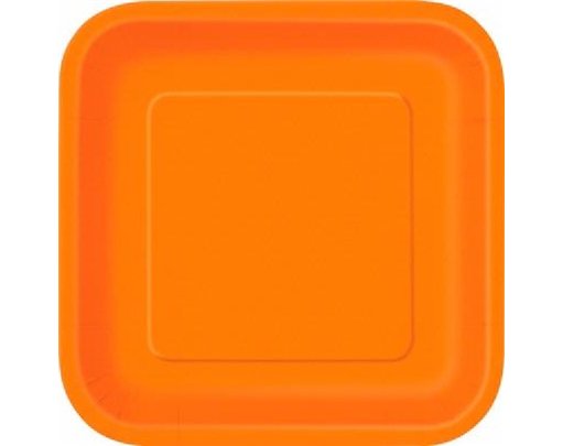 (14) 9IN ORANGE SQUARE PLATES