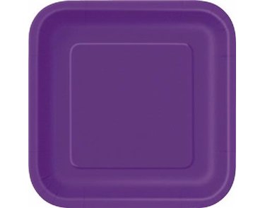 (14) 9IN DEEP PURPLE SQUARE PLATES