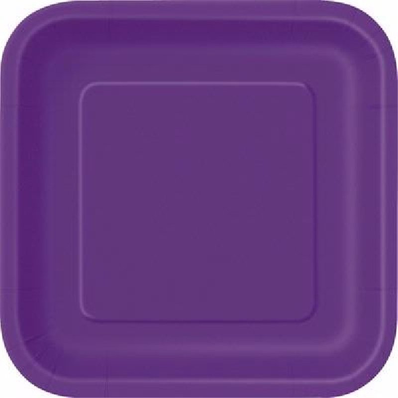(14) 9IN DEEP PURPLE SQUARE PLATES