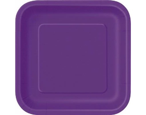 (14) 9IN DEEP PURPLE SQUARE PLATES