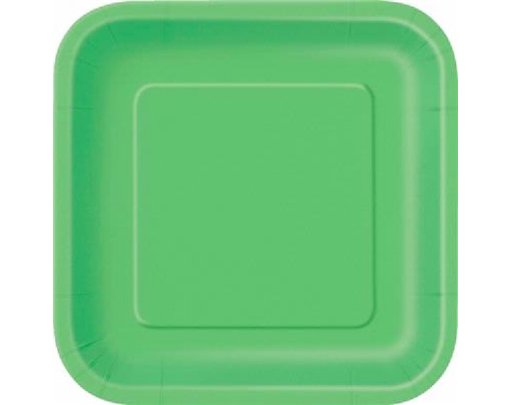 (14) 9IN LIME GREEN SQUARE PLATES