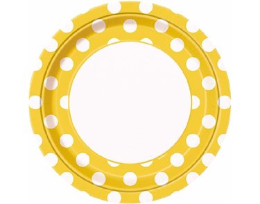 (8) 9IN SUNFLOWER YELLOW DOTS PLATES