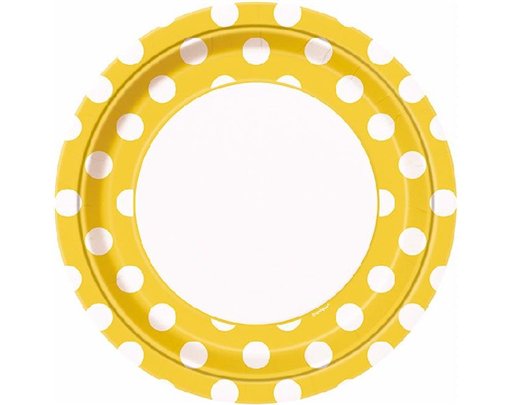 (8) 9IN SUNFLOWER YELLOW DOTS PLATES