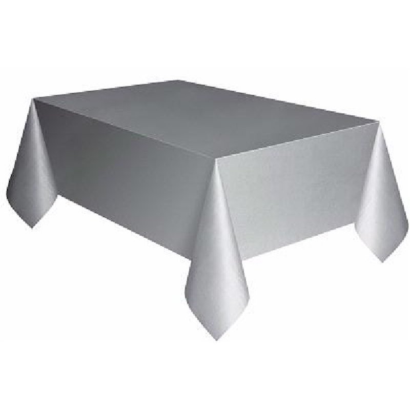 SILVER PLASTIC TABLECOVER (COMPACT PACKAGING)