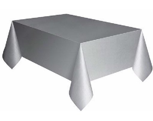 SILVER PLASTIC TABLECOVER (COMPACT PACKAGING)